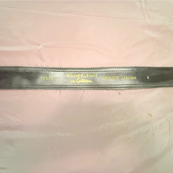 Vintage Anne Klein Brown Leather Gold Mesh 1.5” Belt Size Large - Picture 3 of 8